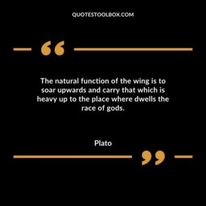 The natural function of the wing is to soar upwards and carry that which is heavy up to the place where dwells the race of gods.