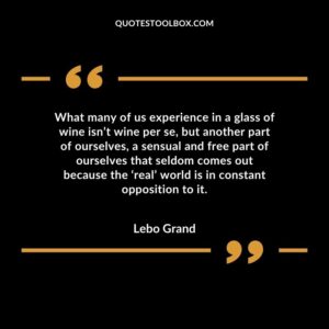 What many of us experience in a glass of wine isn’t wine per se, but another part of ourselves, a sensual and free part of ourselves that seldom comes out because the ‘real’ world is in