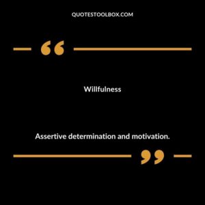 Willfulness Assertive determination and motivation.