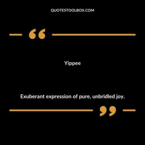 Yippee Exuberant expression of pure unbridled joy.