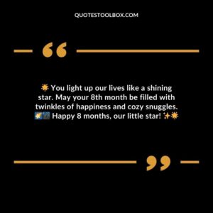 You light up our lives like a shining star. May your 8th month be filled with twinkles of happiness and cozy snuggles. Happy 8 months our little star!