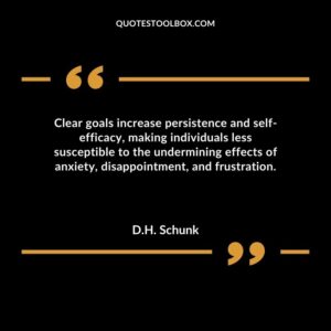 Clear goals increase persistence and self� efficacy making individuals less susceptible to the undermining effects of anxiety disappointment and frustration.