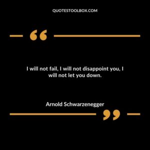I will not fail I will not disappoint you I will not let you down.