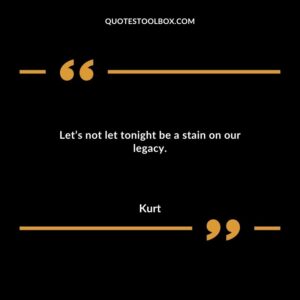 Lets not let tonight be a stain on our legacy.