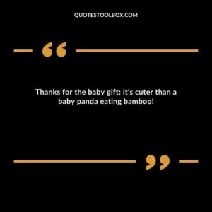 Thanks for the baby gift its cuter than a baby panda eating bamboo!