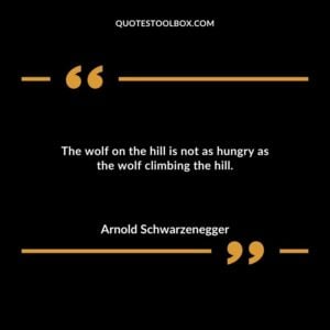 The wolf on the hill is not as hungry as the wolf climbing the hill.