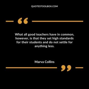 What all good teachers have in common however is that they set high standards for their students and do not settle for anything less.
