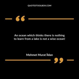 An ocean which thinks there is nothing to learn from a lake is not a wise ocean