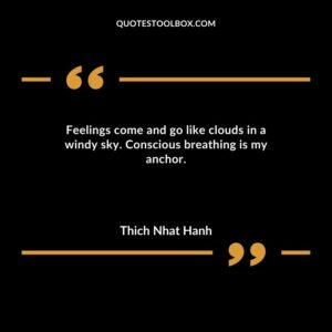 Feelings come and go like clouds in a windy sky. Conscious breathing is my anchor.