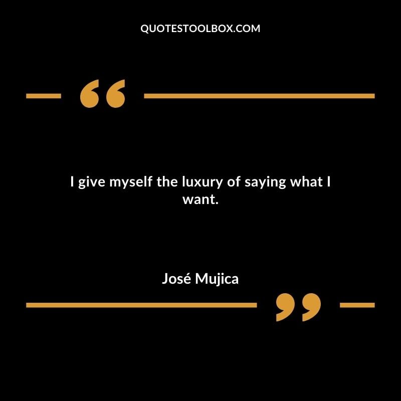 I give myself the luxury of saying what I want.