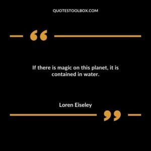 If there is magic on this planet it is contained in water.