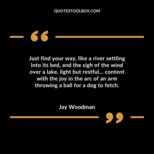 Just find your way like a river settling into its bed and the sigh of the wind over a lake light but restful content with the joy in the arc of an arm throwing a ball for a dog to fetch.