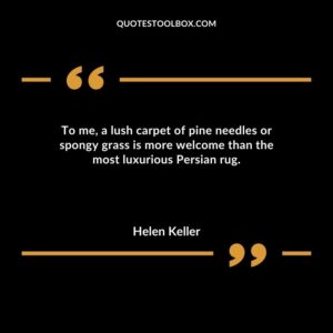 To me a lush carpet of pine needles or spongy grass is more welcome than the most luxurious Persian rug.