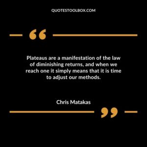 Plateaus are a manifestation of the law of diminishing returns and when we reach one it simply