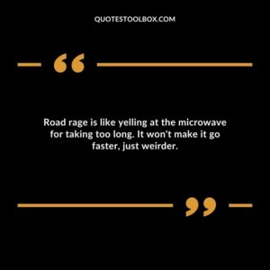 Road rage is like yelling at the microwave for taking too long. It wont make it go faster just weirder.