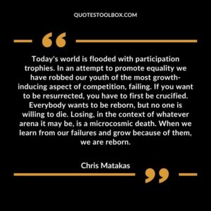 Todays world is flooded with participation trophies. In an attempt to promote equality we have robbed